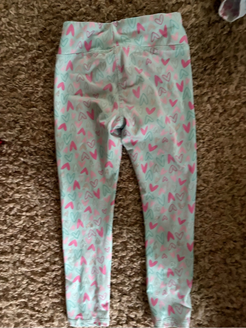 bcg Mint Leggings with Pink Heart Print
